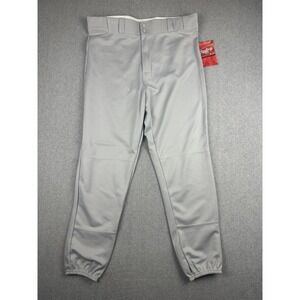 Rawlings Baseball Pants Large Gray Elastic Cuff Belt Loop RBBP31 Polyester Game
